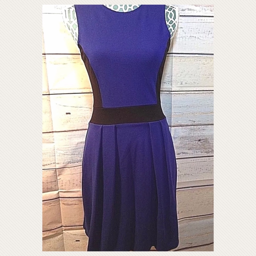 Saks 5th Avenue Blue Black Dress Small Colorblock